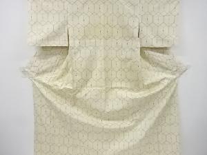 アンティーク　亀甲模様織り出し十日町紬単衣着物